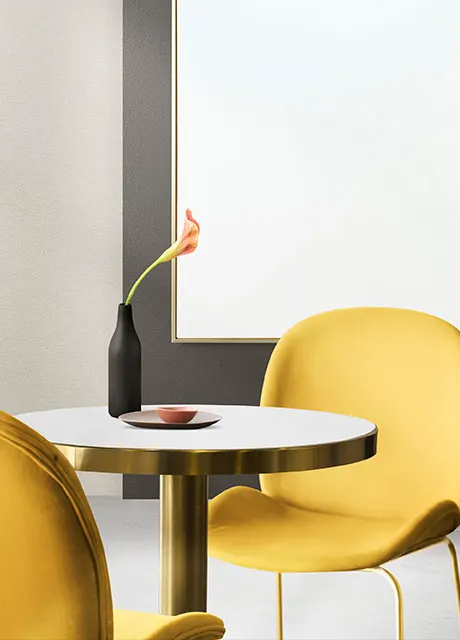 Sitzecke mit gestalteter Wand
